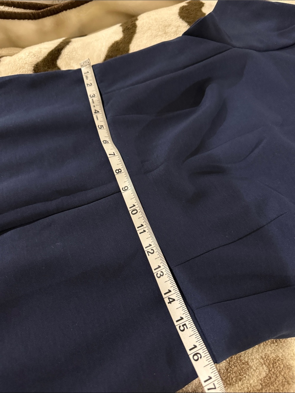 Ann Taylor Navy Short-Sleeve Midi flaire dress navy blue Fit-and-Flare Dress - Picture 9 of 10